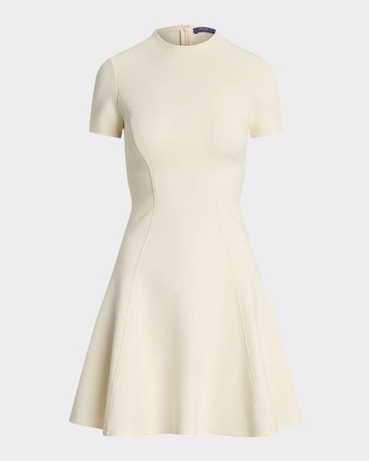 Ralph Lauren Natural Structured Jersey Knit Flare Dress