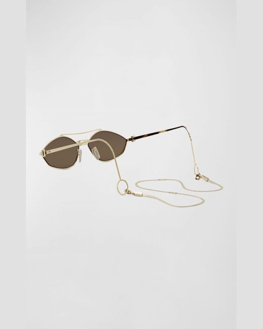 Fendi Metallic Rimless Geometric Metal Aviator Sunglasses