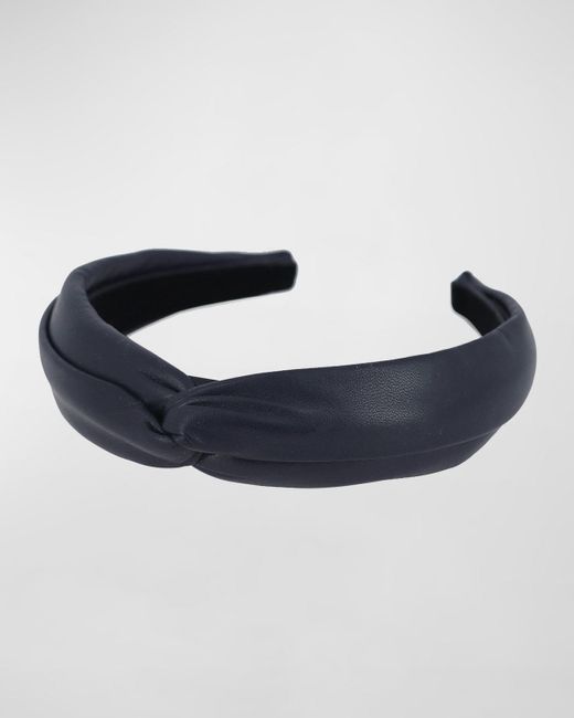 Alexandre De Paris Blue Twisted Leather Headband