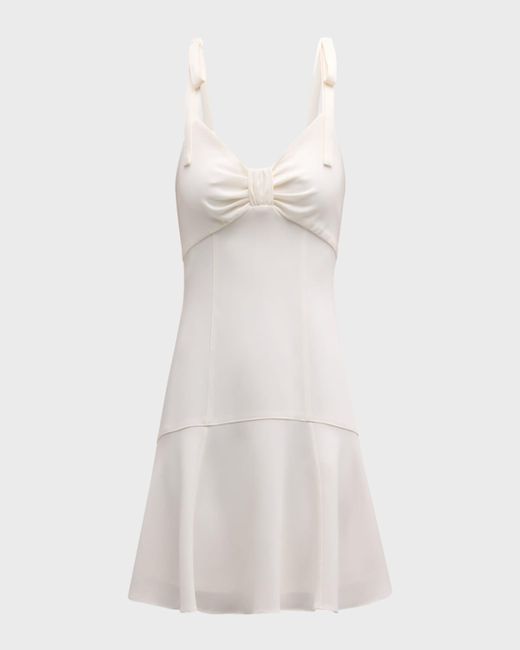 Cinq À Sept White Tally Tie-Shoulder Fluted Mini Dress