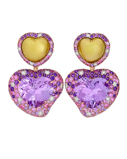 Margot McKinney Jewelry Purple Hearts Desire Rose De France Amethyst Earrings