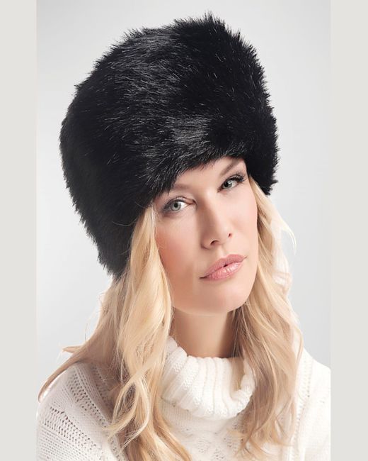 Fabulous Furs Black Faux Fur Cossack Hat