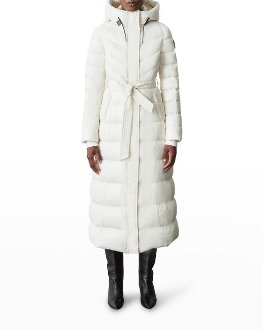 Mackage White Calina Zip-front A-line Down Coat