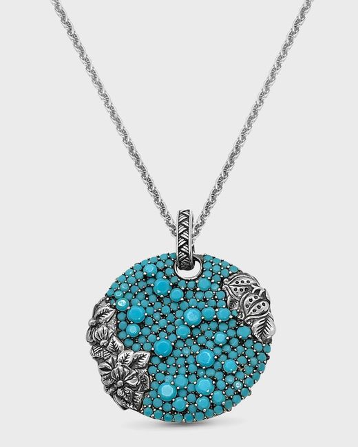 Stephen Dweck Blue Turquoise Pave Pendant Necklace