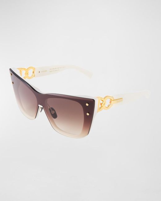 Balmain White Armour Metal Chain & Acetate Cat-eye Sunglasses