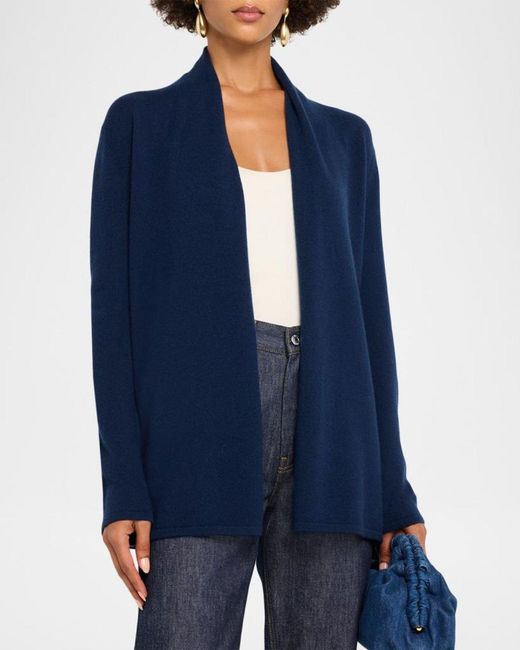 Neiman Marcus Blue Cashmere Basic Open Cardigan