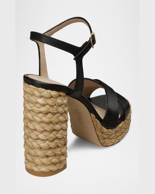 Stuart Weitzman Metallic Dayna Leather Crisscross Platform Sandals
