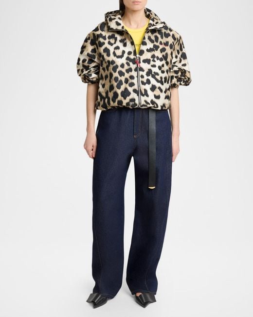 Givenchy Black Leopard-Print Crop Windbreaker Jacket