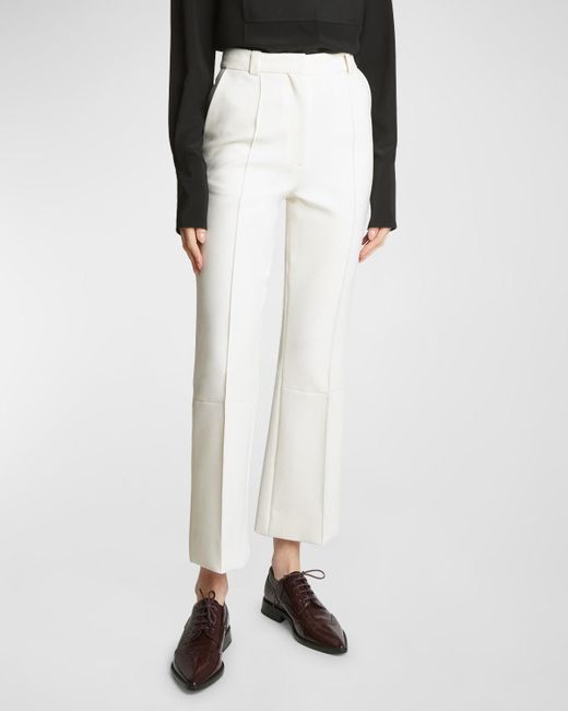 Victoria Beckham White Cropped Kick-Flare Trousers