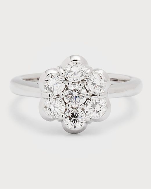 Bayco 18k White Gold Flower Diamond Ring, Size 6 And 7