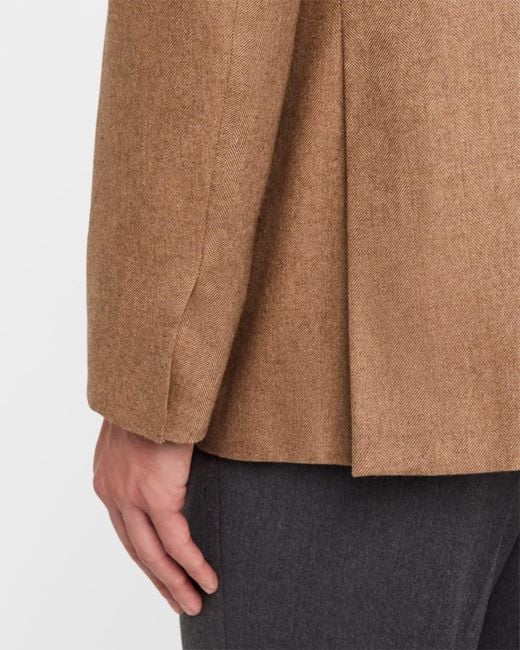 Brioni Natural Apos;S Herringbone Blazer for men