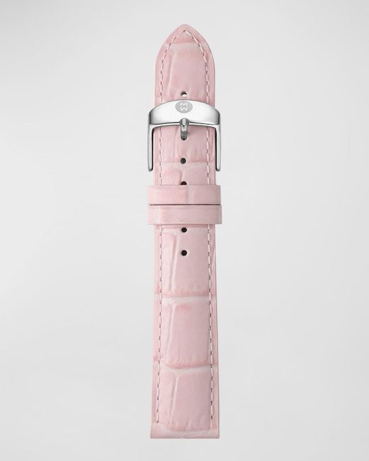 Michele Pink 18mm Embossed Alligator Pattern Calf Leather Watch Strap