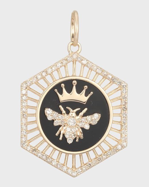 Kastel Jewelry Natural Queen Bee Diamond And Onyx Pendant