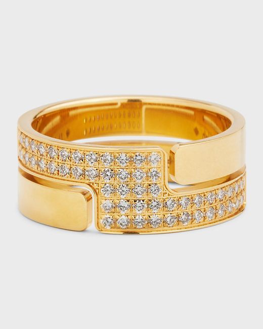 Dinh Van Metallic Yellow Gold 70s Medium Diamond Ring, Size 54