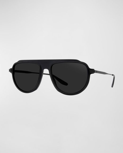Barton Perreira Black Avtak Tonal Square Sunglasses for men