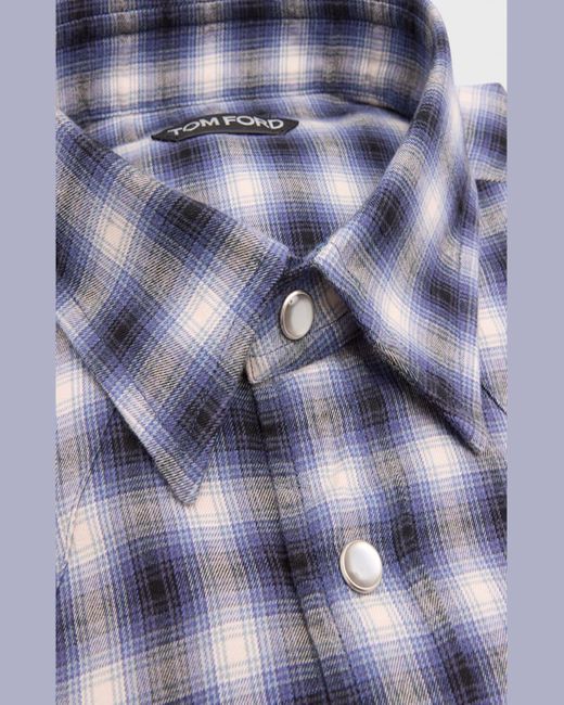 Tom Ford Blue Western Check Sport Shirt for men