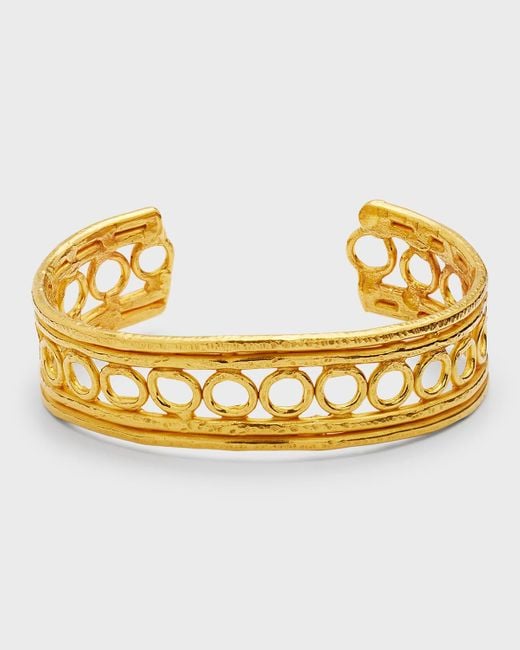 Jean Mahie Metallic 22k Yellow Gold Dentelliere Bracelet