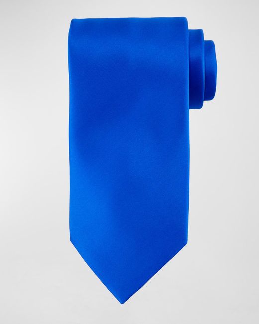 Stefano Ricci Blue Solid Silk Satin Tie for men