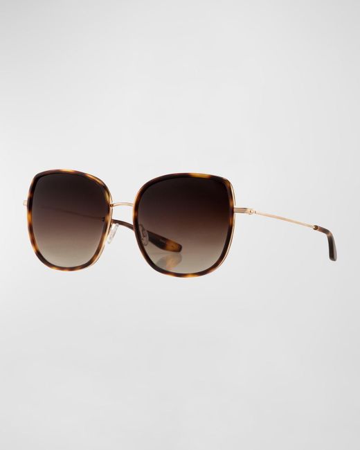 Barton Perreira Brown Vega Acetate & Titanium Butterfly Sunglasses