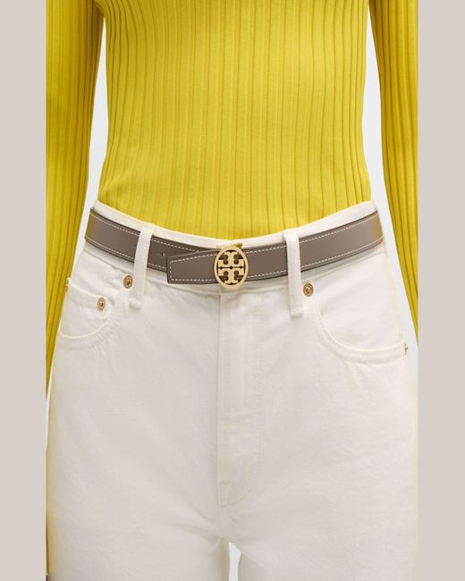 Tory Burch Natural Miller Reversible Smooth Leather Belt