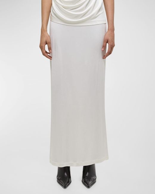 Helmut Lang White Fluid Jersey Maxi Skirt