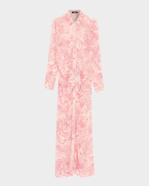 Versace Pink Underwater Barocco Shirtdress Coverup