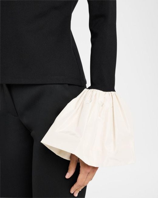 Staud Black Paige Voluminous Cuff Top