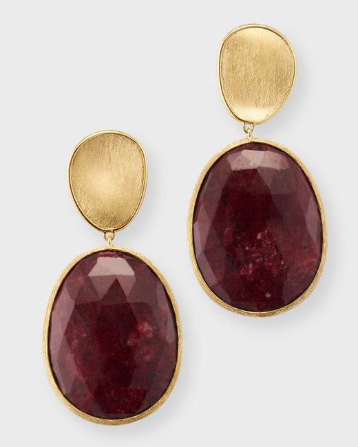 Marco Bicego Red Lunaria 18k Yellow Gold Double Drop Earrings With Thulite