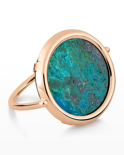 Ginette NY Blue Rose Gold Chrysocolla Disc Ring