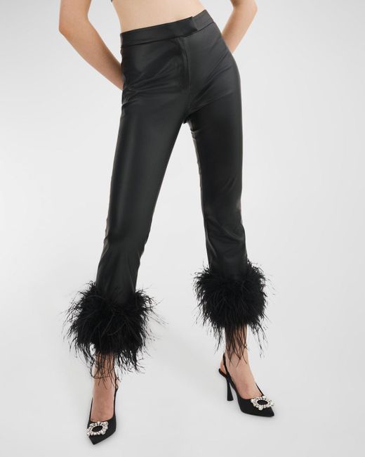 Lamarque Black Pagetta Cropped Faux-leather Flare Pants
