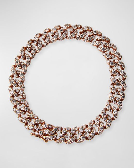 Leo Pizzo Pink 18k Rose Gold Diamond Pave Curb-link Bracelet