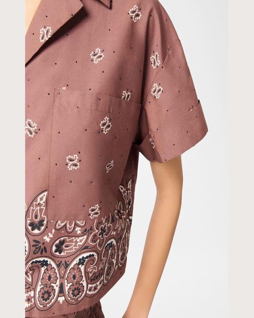 Maje Multicolor Cinana Cropped Button-Front Shirt