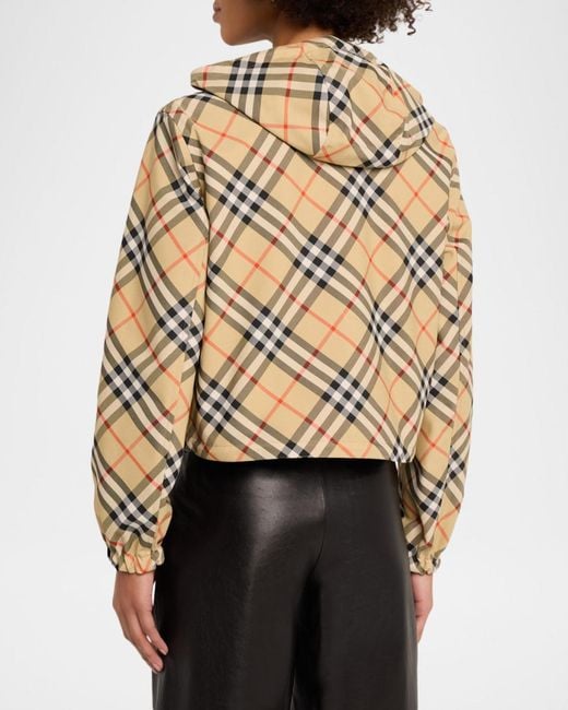 Burberry Metallic Reversible Check Crop Zip Jacket