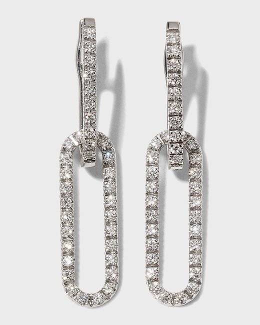 A Link 18k White Gold Diamond Oval-link Earrings