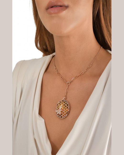 BeeGoddess Metallic Honeycomb Y-necklace