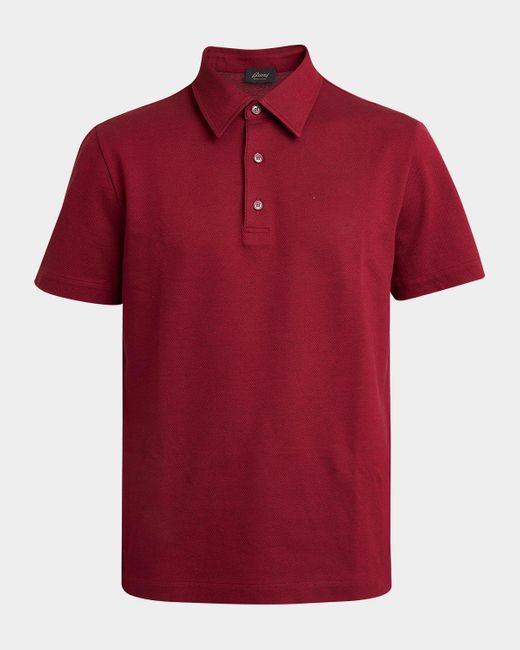 Brioni Red Cotton Jersey Polo Shirt for men