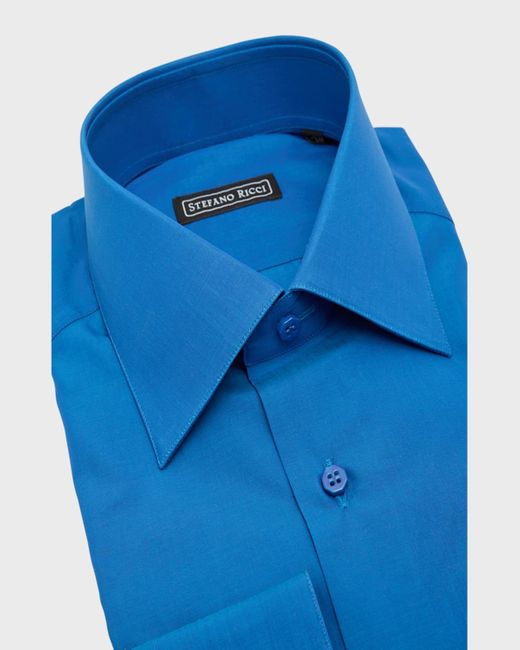 Stefano Ricci Blue Cotton Dress Shirt for men