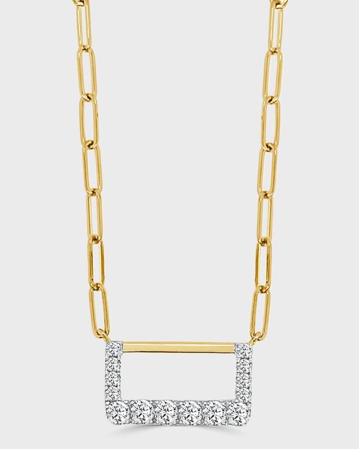 Frederic Sage Metallic Small Rectangular Shape Diamond Pendant Necklace