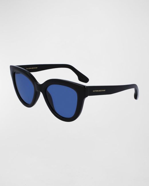 Victoria Beckham Blue Monochrome Acetate Cat-eye Sunglasses