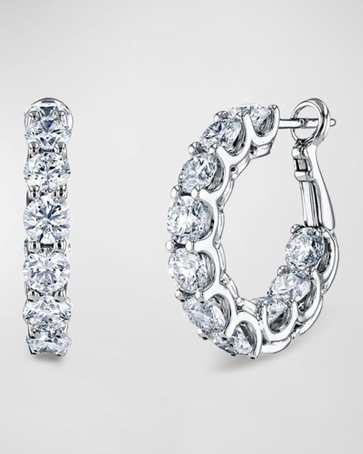Neiman Marcus Metallic 18K Diamond Hoop Earrings