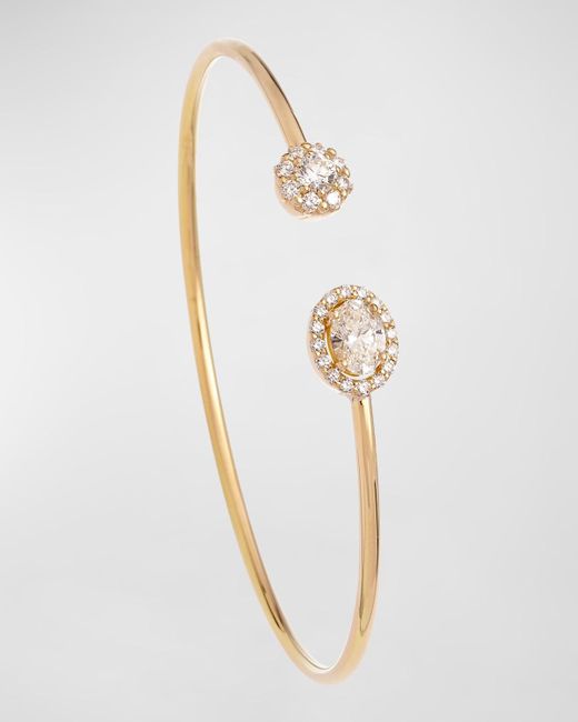 Krisonia White 18k Yellow Gold Bracelet With Round And Oval Diamonds