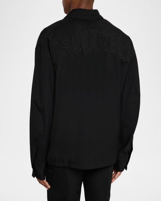 DSquared² Black Apos;S Logo-Embroidered Wool-Blend Coach Jacket for men