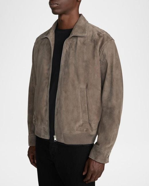 FRAME Brown Apos;S Suede Full-Zip Bomber Jacket for men
