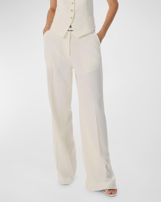 Ronny Kobo White 98 Wide-Leg Twill Suiting Pants