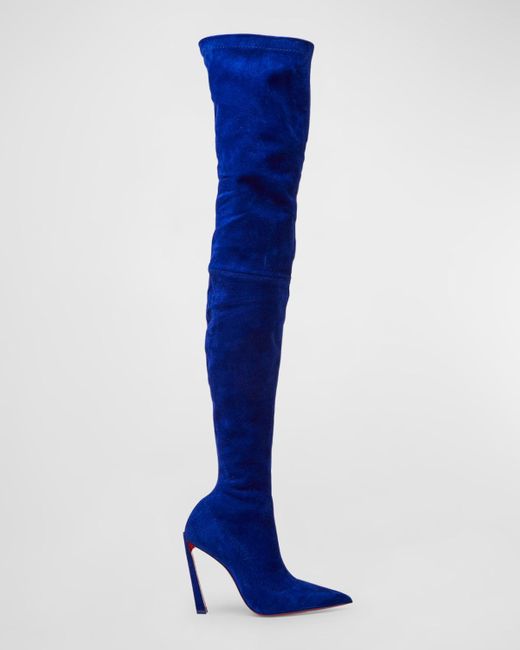 Christian Louboutin Condora Botta Alta Red Sole Suede Knee-length Boots ...