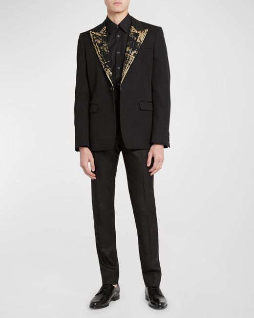 Alexander McQueen Black Golden Fold Peak Tuxedo Jacket for men