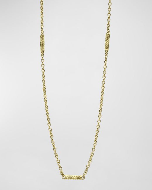 Lagos White 18k Gold Superfine Caviar Beaded 5-station Chain Necklace