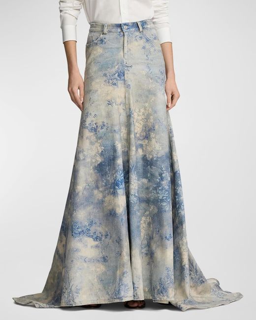 Ralph Lauren Collection Blue Brynley Denim Maxi Skirt