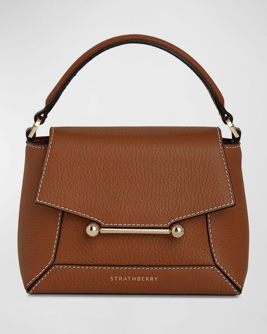 Strathberry Brown Mosaic Nano Leather Top-Handle Bag