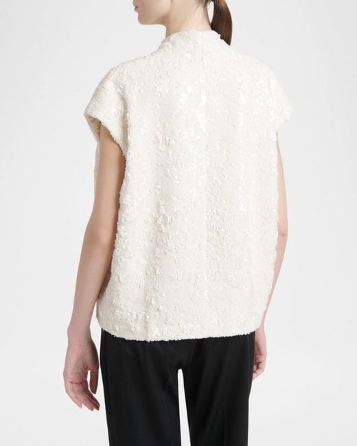 Kiton White Sequined Tweed Open Jacket